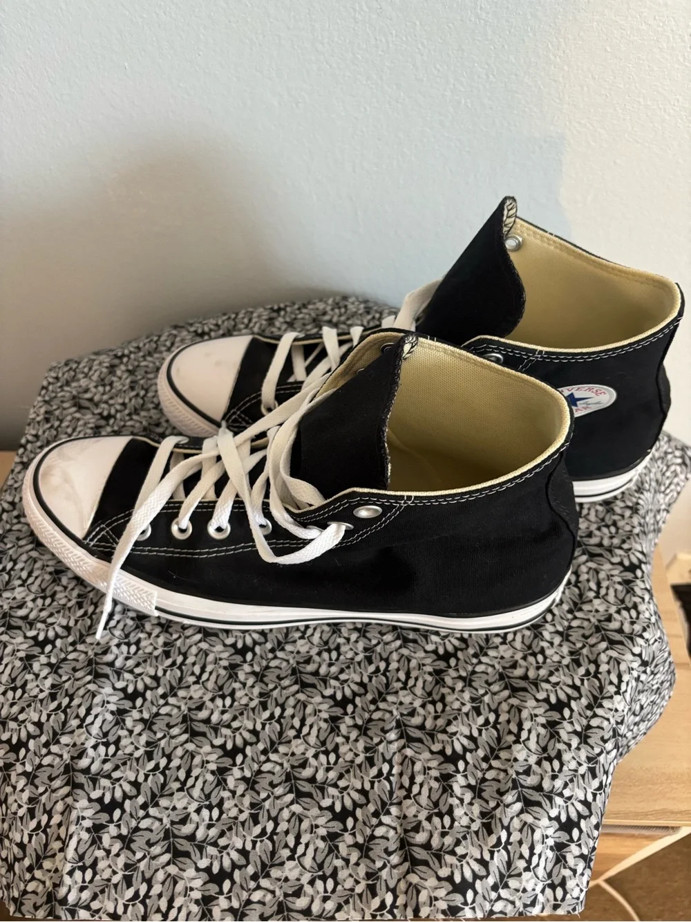 Converse Black and White High Top Sneakers - Picture 2 of 7